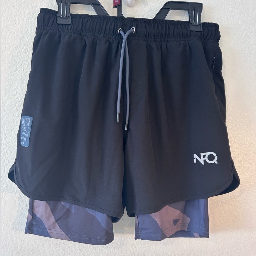 NFQ Black Training Shorts w/ AOR2-Style Extended Liner SZ M‎